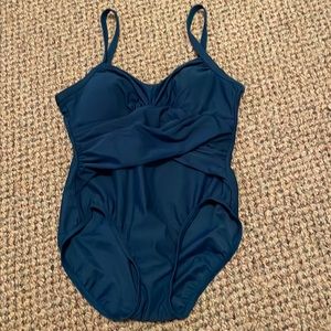 Dark blue one piece swim suit